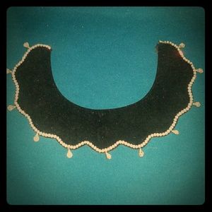 Vintage 60s mod velvet and rhinestone collar